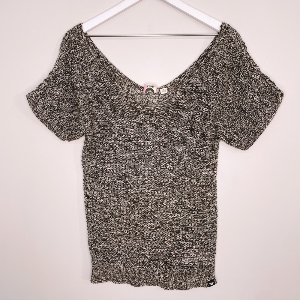 ROXY Open Knit Short Sleeve Tunic Sweater Size Medium